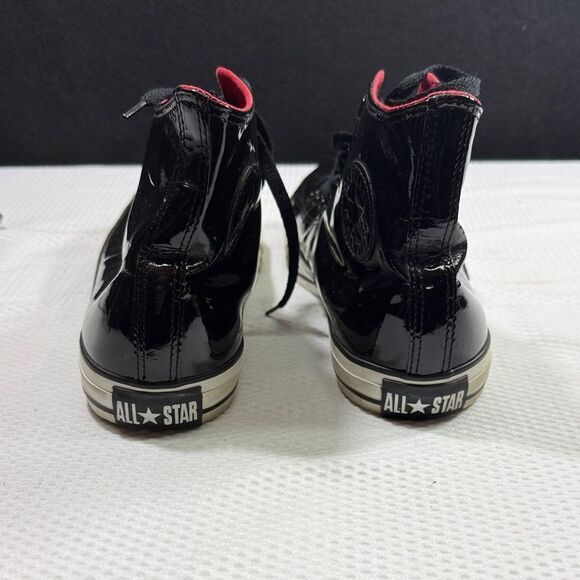 Converse Patent Leather Black and Red High-Top Sneakers Mens 10 Womens 12 Unisex main image 8